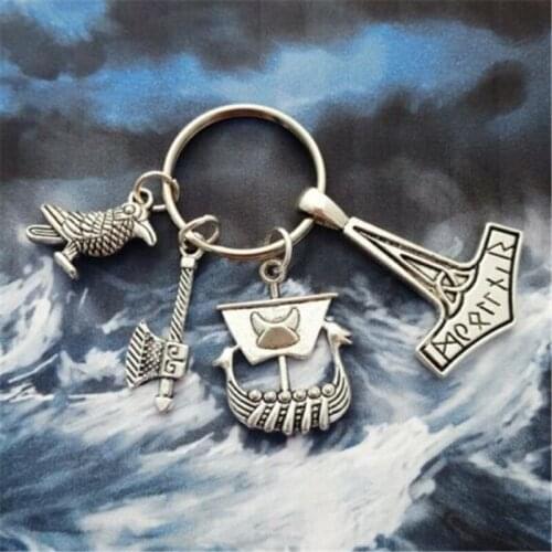 Viking Keychain, Punk Pirate Ship Hammer and Axe Keychain, Kratos Guardian, Gift To The Vikings