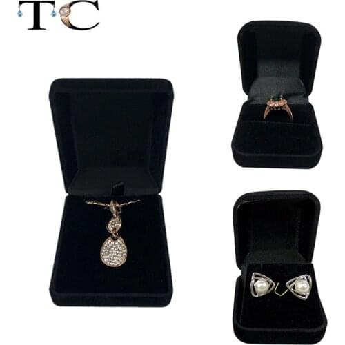 Wholesale Black Jewelry Package Box Ring Pendant Earring Velvet Storage Gift Case Earrings Holder Ring Box Jewelry Boxes