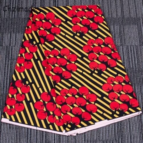 Chzimade 1Yard Ankara African Cherry Printed Polyester Real Wax Fabric For Party Wedding Dress Home Decoration