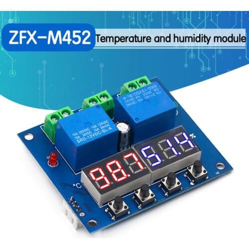 ZFX-M452 DC 12V LED Digital Thermostat Temperature Humidity Control Thermometer Hygrometer Controller Relay Module AM2301 Probe