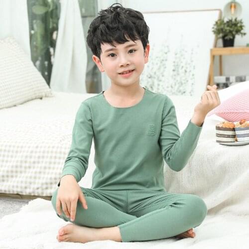 Childrens autumn clothes suit girls' pajamas qiude cashmere seamless childrens underwear set pajamas girls' warm clothes