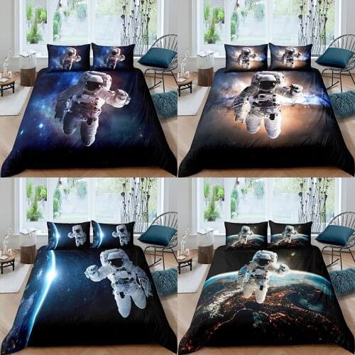 Home Textiles Luxury 3D Astronaut Print Duvet Cover Set 2/3 Pcs Pillowcase Kids Bedding Set AU/EU/UK/US Queen and King Size