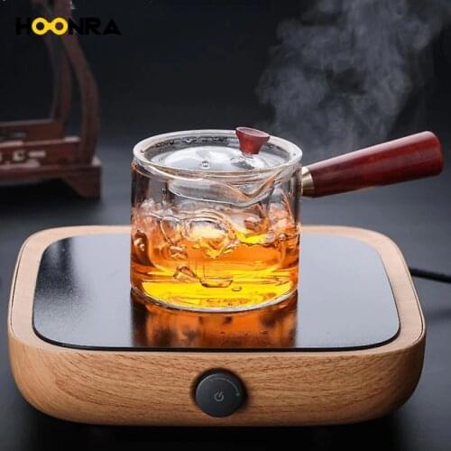 HOONRA 500Ml Glass Teapot With Infuser Liner Filter Glass Tea Maker With Wooden Handle Office Boil Tea Ware Set Teapot Kettle