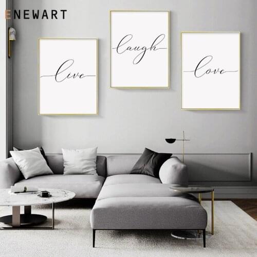 Sweet Family Simple Quotes Live Laugh Love Posters and Prints Black White Wall Art Canvas Painting Picture Modern Home Decor