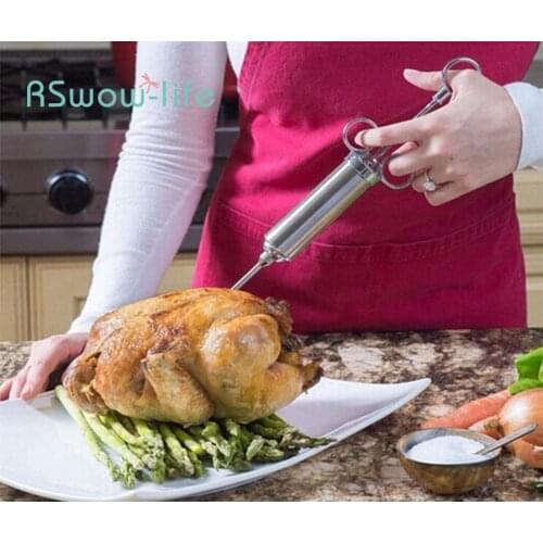 Creative Stainless Steel Seasoning Turkey Syringe Turkey Needle Meat Tool Belt Cleaning Brush Barbecue Tool For Kitchen Tools