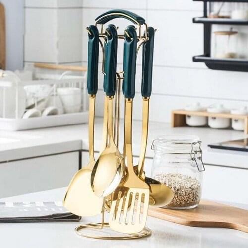 Kitchen Set Nordic Light Luxury Style Ceramic Anti Scalding Handle Stir Fried Spoon Kitchen Gadgets Cooking Tools 7pcs/Sets