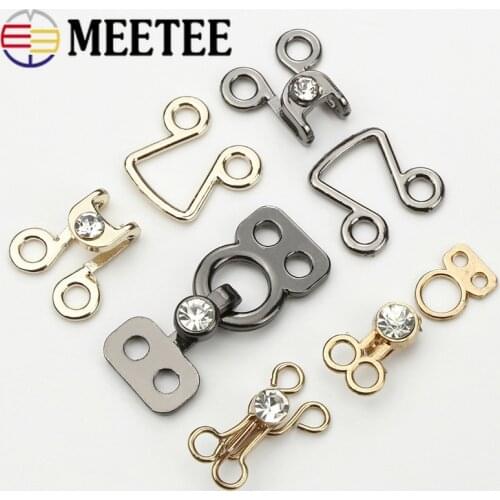 Meetee 30/50set Invisible Metal Hook Buttons Pant Hook DIY Mink Coat Windbreaker Fur Collar Hook Clothing Decor Sewing Accessory