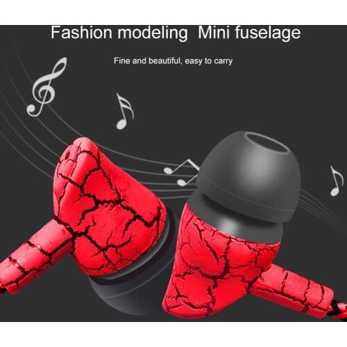Fashion Cracked Print Universal Braided Wire Volume Control In-ear Earphones