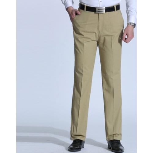 Men s casual pants fitness straight long polyester cotton chino trousers plus size 2019 summer khakis slacks elastic free ship