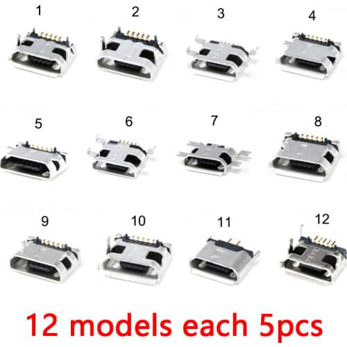 240Pcs/box 24 Models Micro USB Connector Kit Socket Jack USB Connectors Set for MP3/4 Lenovo ZTE Huawei Samsung SONY Xiaomi HTC