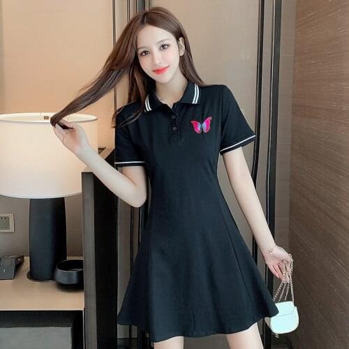 Cover belly was thin 2020 new polo collar cotton waist dress children summer sports casual small tide
