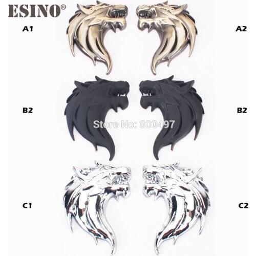 New Universal Unique Cool Fashion Zinc Alloy Metal Wolf Totem Car Body Metal Chrome 3D Emblems Badge Car Accessory