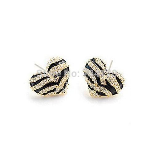 Wholesale Hot Selling 2021 New Arrival vintage retro zebra print love stud earrings Fashion gift women