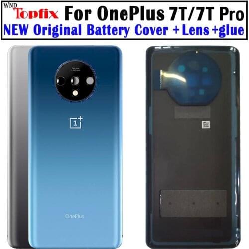Original Glass For OnePlus 7T Pro Back Battery Cover Door Rear Glass Oneplus 7T Battery Cover 1+7T ProHousing Case + Camera Lens
