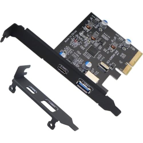 PCI-E PCI Express to USB 3.1 Gen2 10Gbps Hub Type A and Type C 2-Port PCIe Expansion Adapter Card For Windows 7/8/8.1/10/Linux