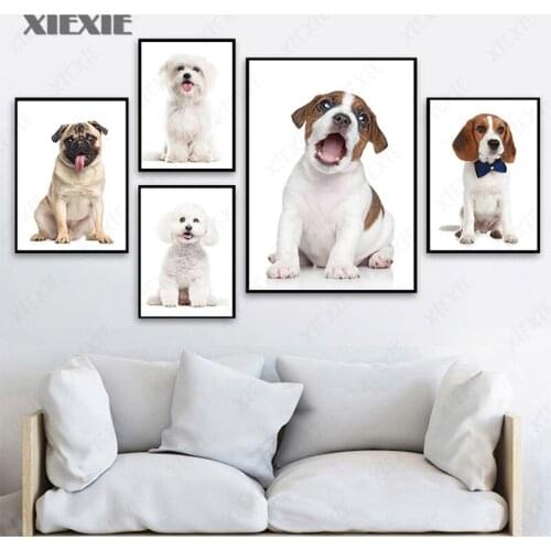 Cute Poodle Husky Pug Pet Dog Poster Print Wall Art Canvas Painting Modern Nordic Posters Animal Decorative Picture Home Decor