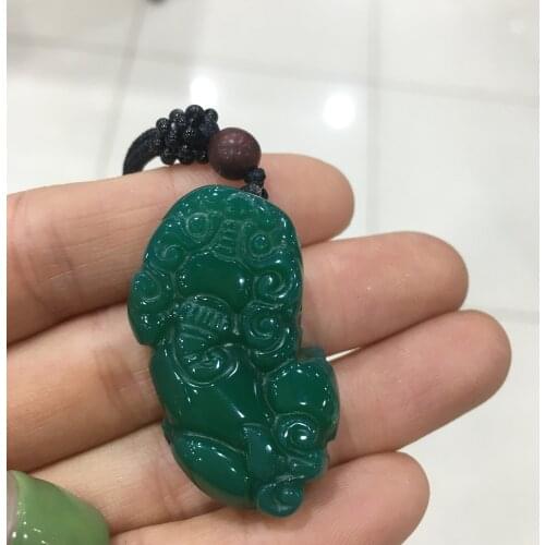 1pcs Excellent Myanmar Green Jade Pi Xiu Pendant Amulet Lucky Lion Stereoscopic Hanging pendant