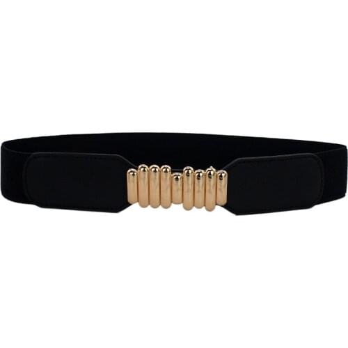 Fashion New Belt Elastic Gold Metal Waist Belts For Women Red Ceiture Femme Stretch Cummerbunds Ladies Coat Black Thin Waistband