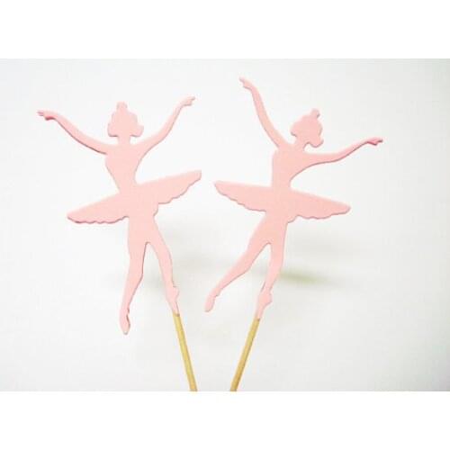 Pink Ballerina Cupcake Toppers wedding bridal shower valentines day party food picks Birthday baby baptism toothpick