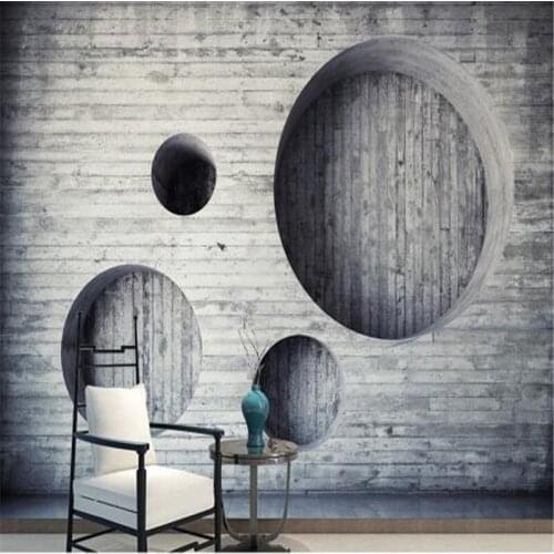 Gray 3D Wall Paper for Walls Creative DIY Wall Hole Non-Woven Wallpapers Stylish Wooden Mural Living Room Decorative Wallpapers