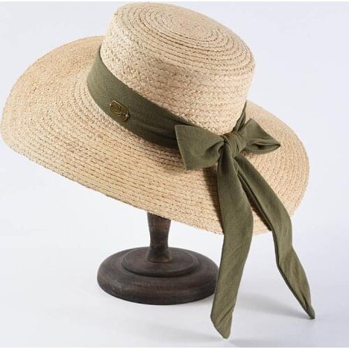 Fibonacci 2020 New Summer Raffia Straw Hats Top Quality Elegant Hepburn Style Flat Women Leisure Holiday Beach Sun Fedora Hat