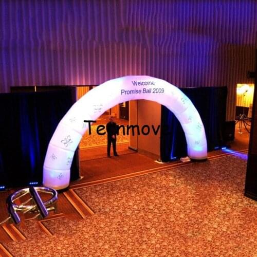 Oxford standard rainbow shaped led lighted inflatable arch for race running colorful led light for wedding and Valentines decor