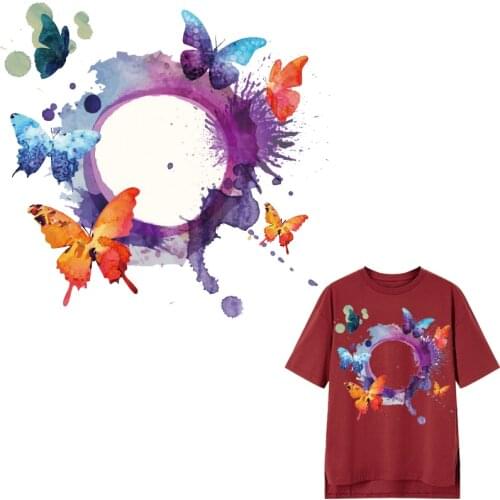 Art Butterfly Patches Thermal Stickers on Clothes Fabric Iron-on Transfers for Clothing Thermoadhesive Patch Diy Heat Applique