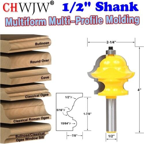1PC 1/2 Shank Multiform Multi-Profile Molding Router Bit door knife Woodworking cutter - ChWJW 16155