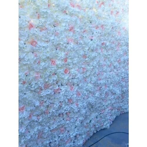 2.4M x 2.4M Luxury White With Hot Pink Flower backdrop Wedding Flower Wall Artifical Rose Stage Decoration