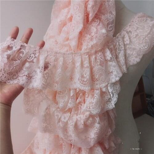 2meter/lot Quality Skin-Pink Ruffled Trim Girl Clothes Dress/Curtain DIY Accessories X499