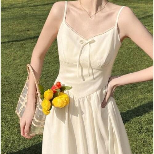 2021 French Vintage Strap Dress Women Summer Casual V-Neck Elegant Sexy Midi Dress Slim Backless Club Party Fairy Dress