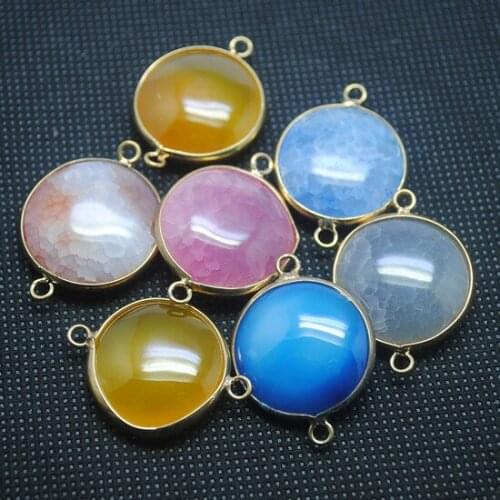 3pcs natural gem stone connectors beads caps for charming jewelry fittings necklace or bracelets jewelry making parts
