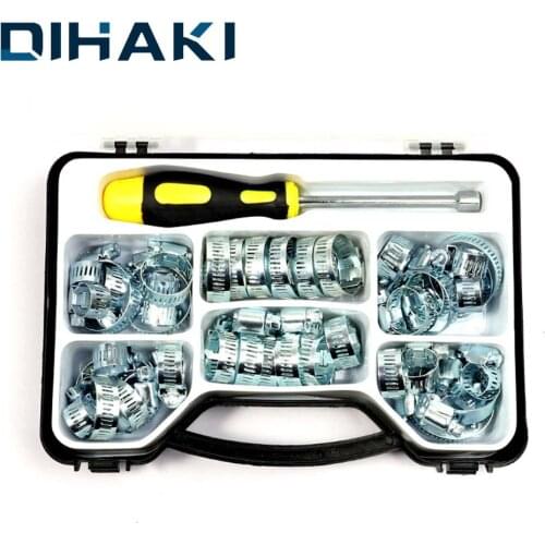40/50 pcs Stainless Steel Hose Clamp Kits Silicone Pipe Clamp With Screwdriver For Securing Hoses Pipe Cable Tube Fuel Lines