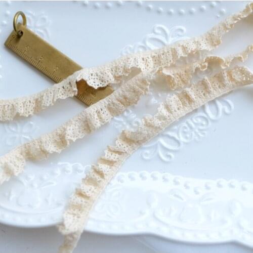 5 Meters Elastic Cotton Lace Trim Gold Edge Stretch Cotton Lace Ribbon DIY Patchwork Handmade Sewing Hometexile Costume Material