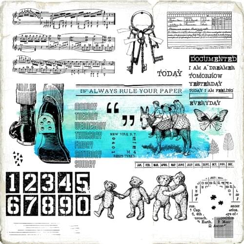 5 Pcs Silicone Transparent Stamp Silicone Retro Seal for DIY Hand Account Scrapbook Album Decoration Template Crafts