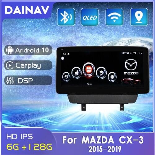 128GB Car Radio DVD Player 12.3 inch GPS Navigation Head Unit For For Mazda CX3 2015-2019 2 Din Car Stereo Receiver
