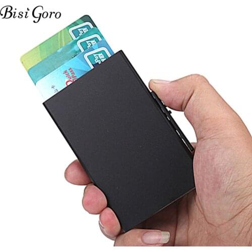 BISI GORO 2019 NEW Upgraded Version Side Push RFID Aluminum Automatic Card Holder Wallet ID Credit Card Business Dropshop