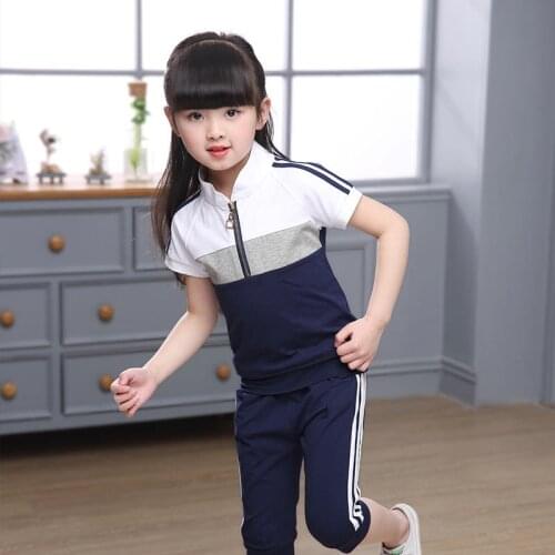 Kids Clothes new cotton summer Childrens suit Short sleeve Patchwork Tshirt+ shorts 3-18 Boys Clothes Baby Girl Clothes