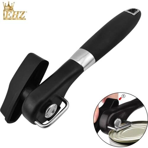 EHZ Can Opener Manual Handheld Smooth Sharp Edge Food Grade Stainless Steel Bottle Cutting Can Opener Soft Grips Handle Kitchen