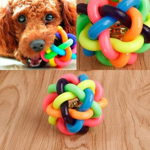 Multi-color Pet Bell Ball Nobbly Wobbly Rubber Woven Ball Chew Toy For Dogs 6CM