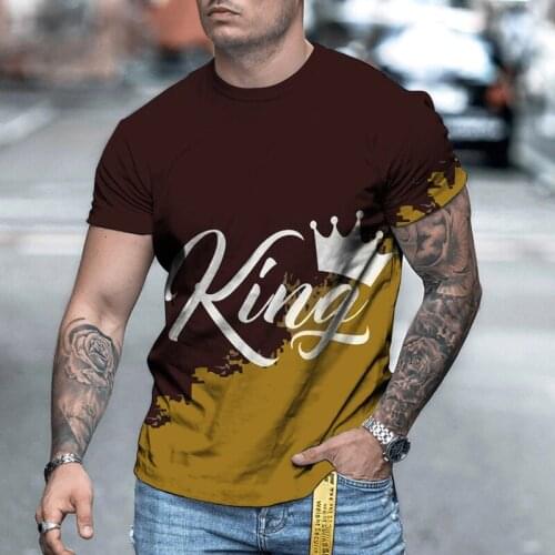 2021 Summer Mens King Letter Style T-shirt European and American Sports Short Sleeve Shirt Round Collar Large Size T-shirt