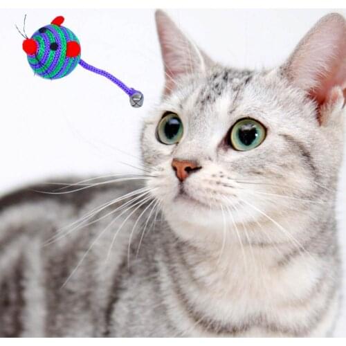 Ball Toy Cartoon Stripe Pet Supplies Nylon Rope Round Ball Mouse Long Tail Toy for Cat