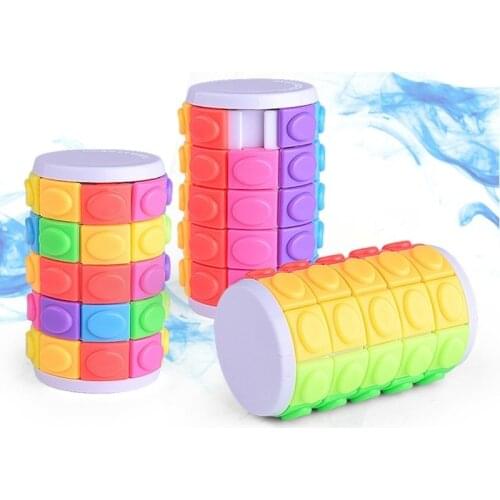 New 3D Rotate Slide Babylon Tower Stress Cube Puzzle Toy Cube Kids Adult Color Cylinder Sliding Puzzle Sensory Toy Educational