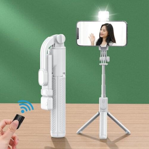 2021 NEW Bluetooth Wireless Selfie Stick Mini Tripod Extendable Monopod With Fill Light Remote Shutter For IOS Android Phone