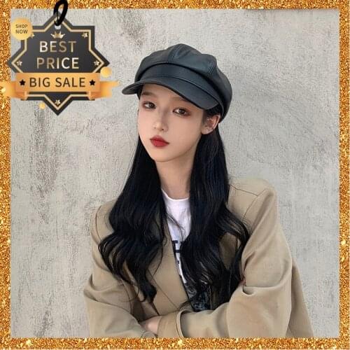 2021 New Spring Fashion PU Girls Hat Baseball Cap Beanie Bucket Caps Casquette Women Lady Shield Headwear Winter Korea Design