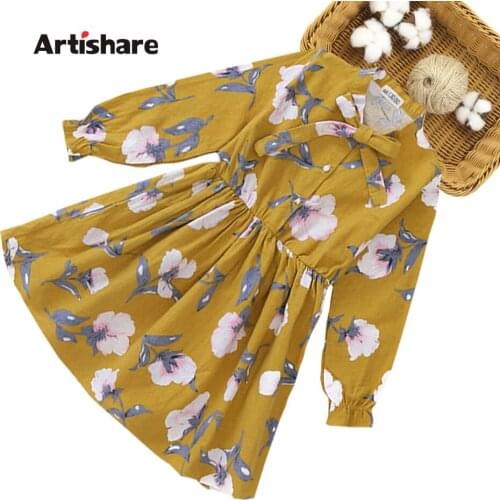 Dress For Girls Floral Pattern Party Girl Dress Casual Style Dress For Children Spring Autumn Costume Girl 6 8 10 12 14