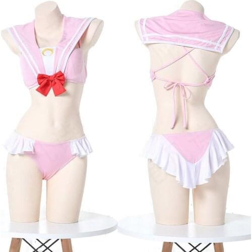 Lolita Dress Sexy Lingerie Erotic Cosplay Costumes Kawaii Lace Top Panties for Women Blue Pink Sailor School Girl Maids Outfit