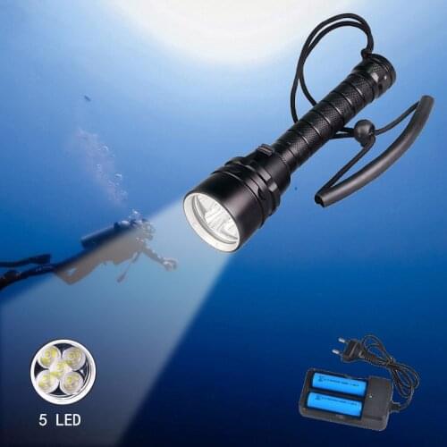 Professional Powerful 10W LED Diving Light Cree T6 L2 5 LED Diving Flashlight Waterproof IP68 Diving Torch For Underwater 50m