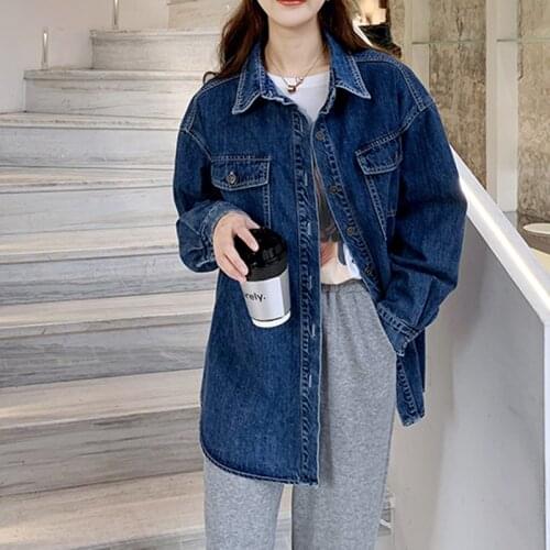 PERHAPS U Jeans Shirt women Long Sleeve Casual Vintage Elastic Ladies Denim Shirts Tops Blusas Feminina Blouses and Tops B3045