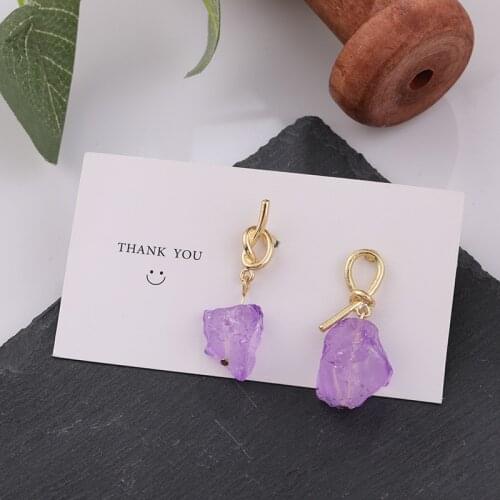 S925 Korean fashion Geometric asymmetrical purple small stone womens earrings, party gifts, 2020 new jewelry